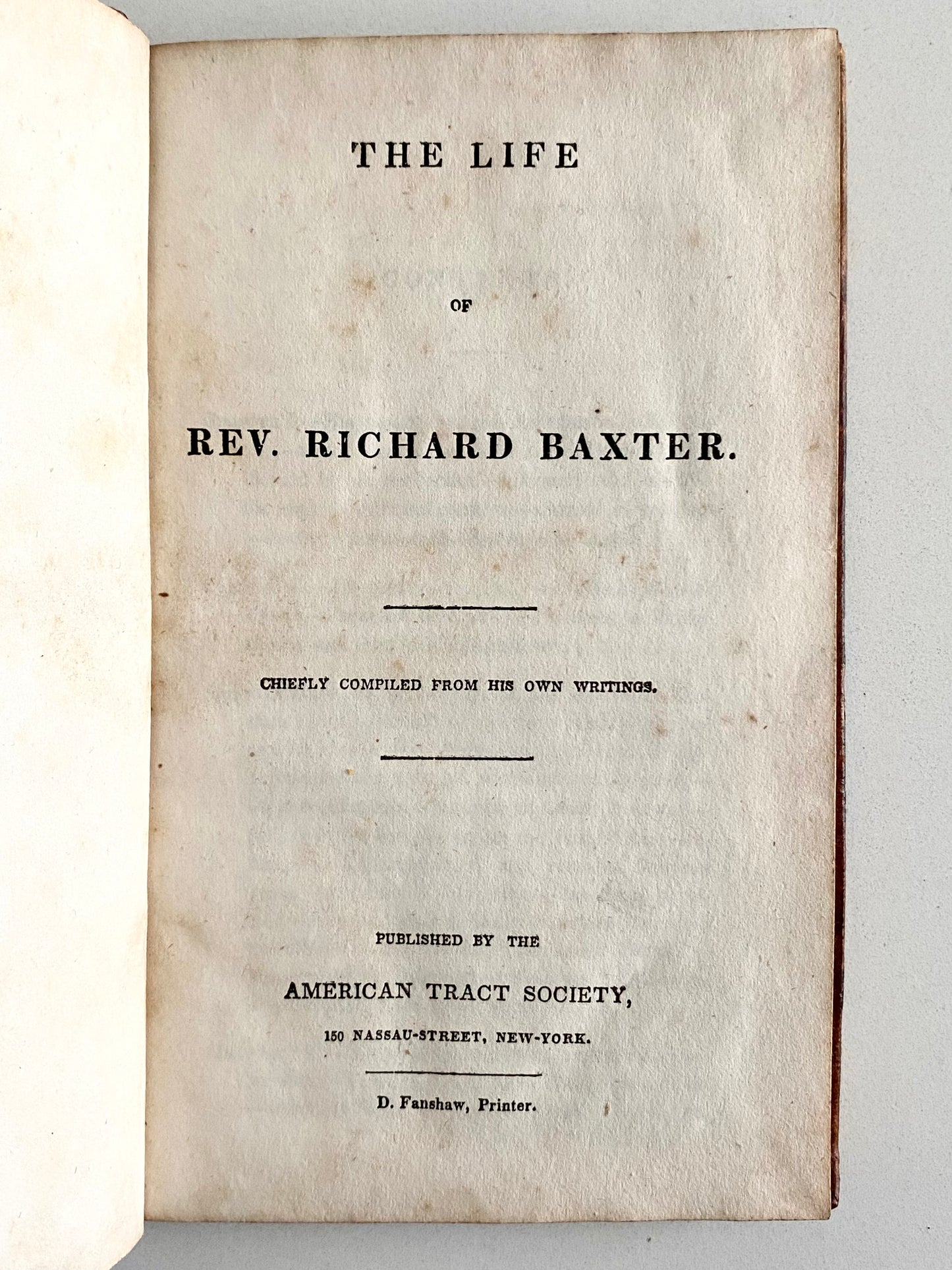 1830 RICHARD BAXTER. The Life of Richard Baxter. Fine Tree Leather Binding.