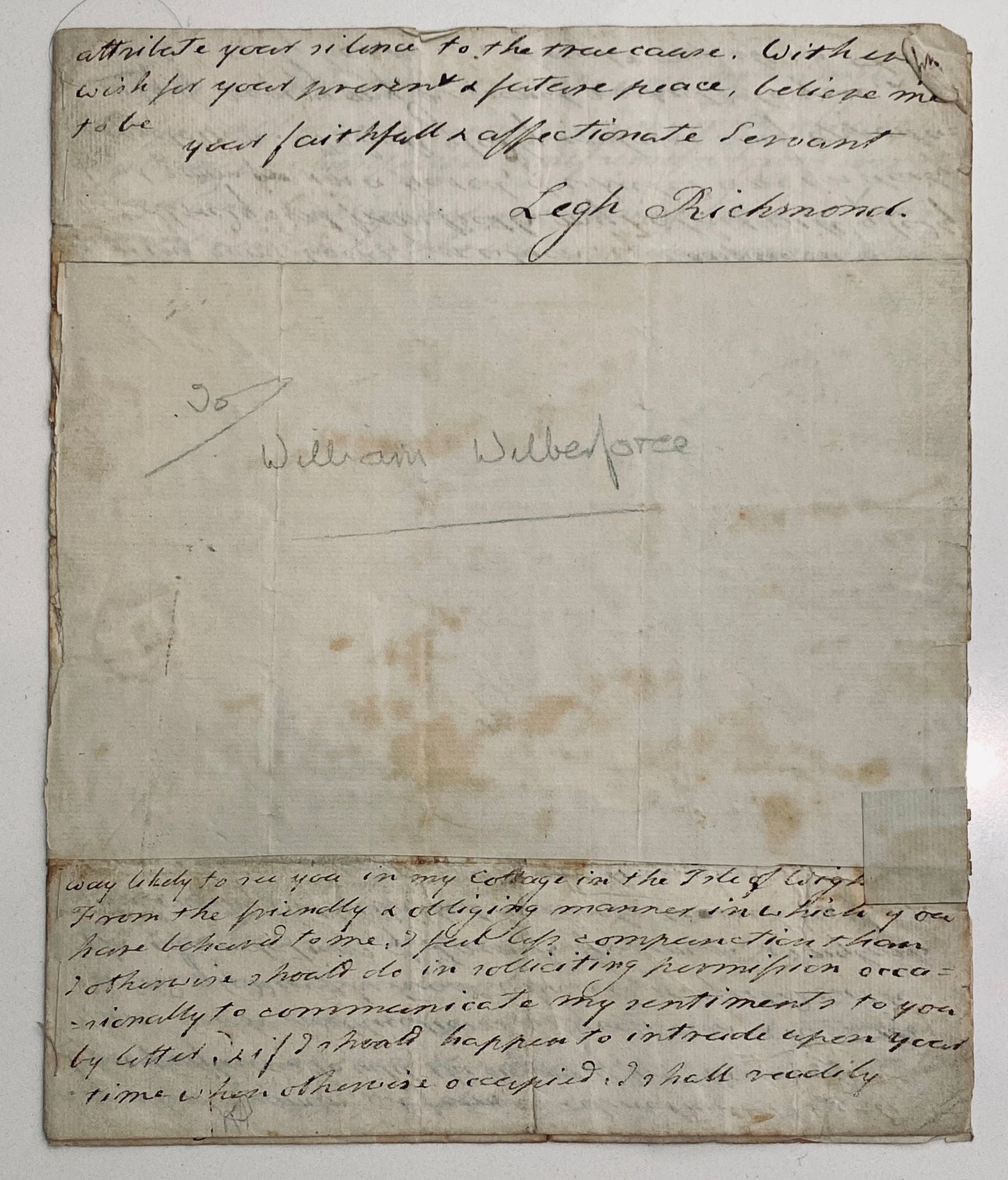 1799 WILLIAM WILBERFORCE. Important 7.5pp Letter from Leigh Richmond to William Wilberforce!