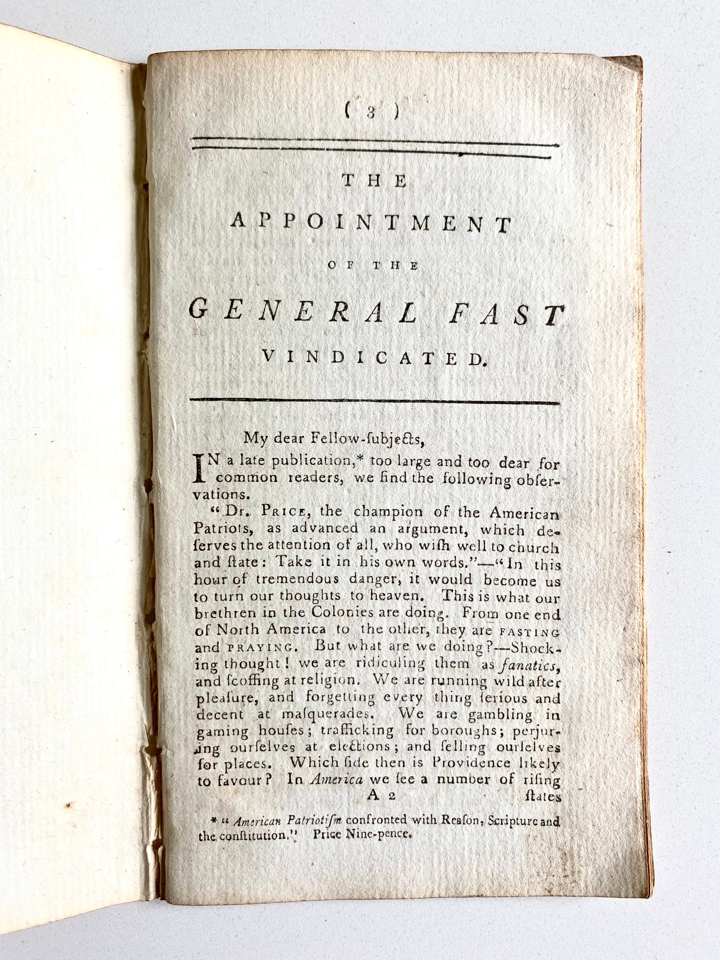 1776 JOHN FLETCHER. The Bible and the Sword. The Appropriateness of Battle and Fasting in Combination