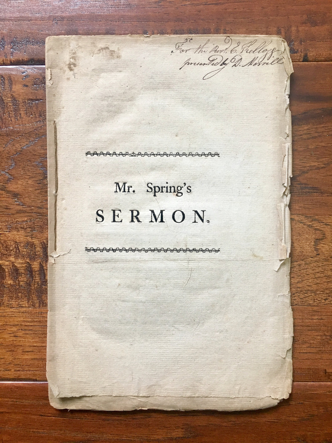 1794. DANIEL MERRILL. Autographed Ordination Sermon of Early Baptist & Revolutionary War Soldier