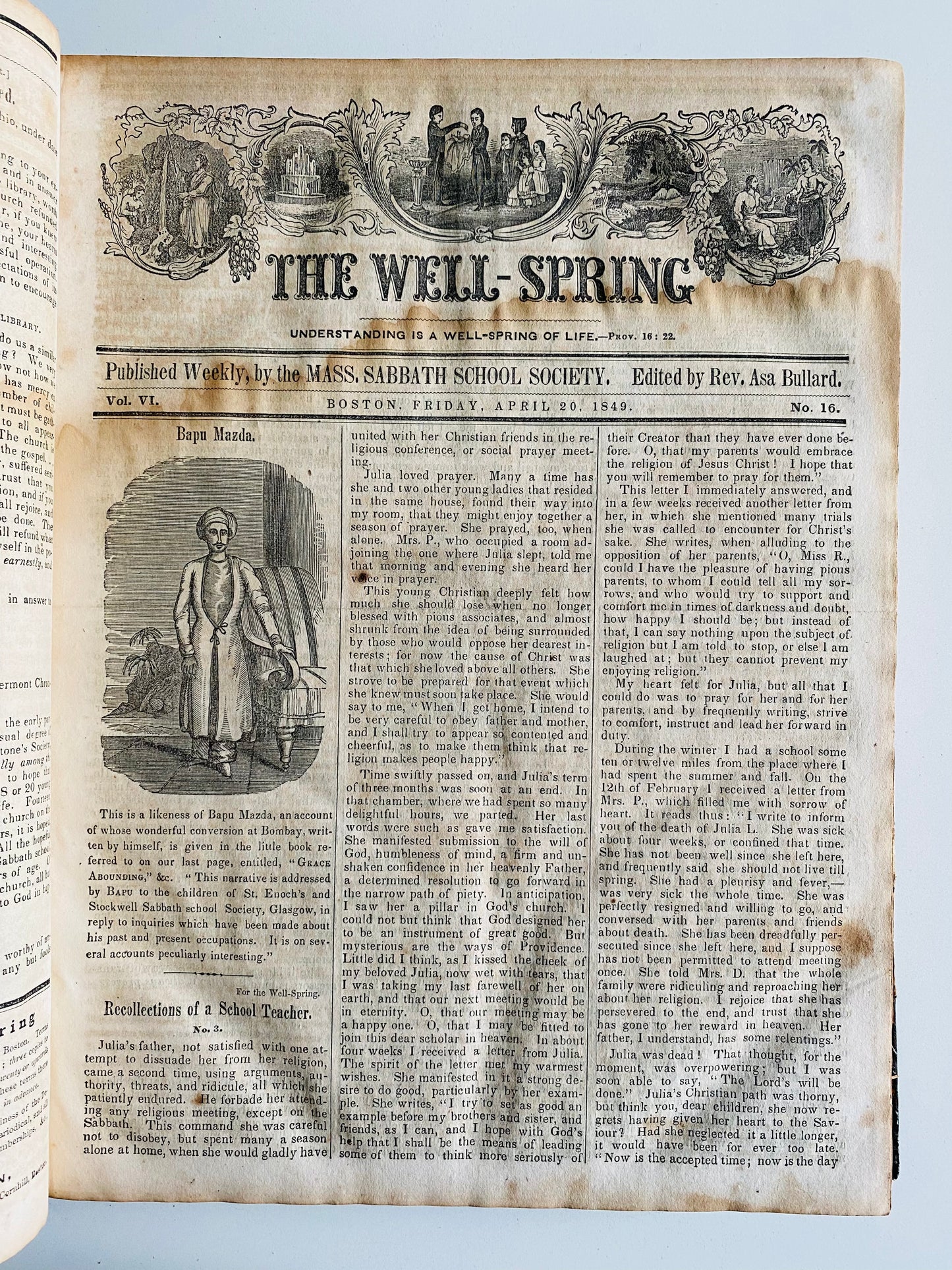 1849-1851 ASA BULLARD. The Well-Spring Magazine. Extensive Juvenile Revival Content &c.