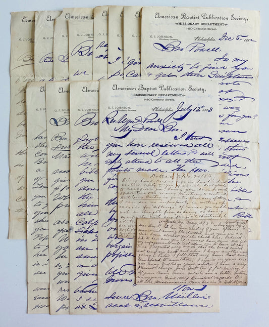 1882 TEXAS & MEXICO. Archive of 12 Letters of Southern Baptist Missions in Mexico.