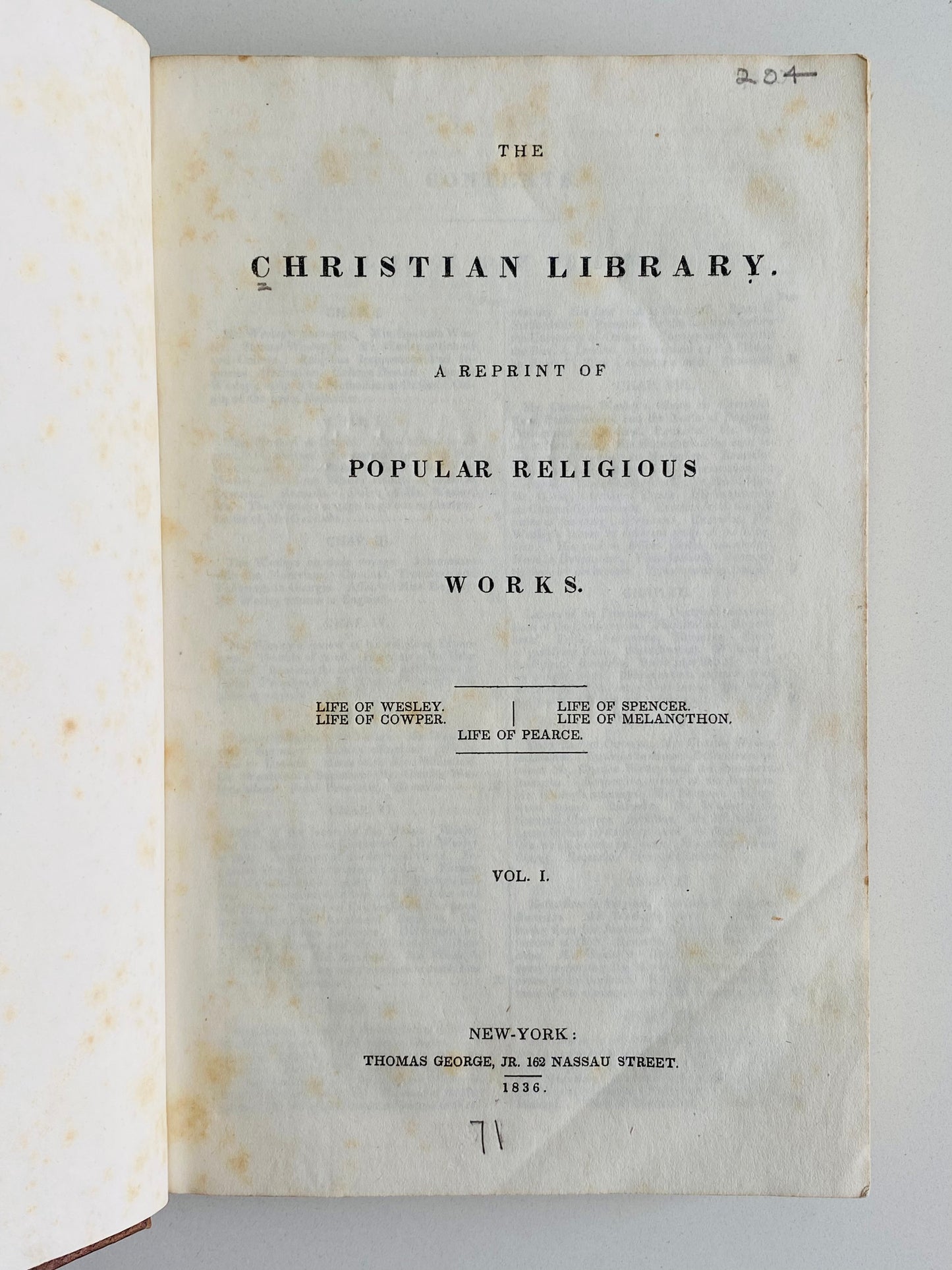 1836 THE CHRISTIAN LIBRARY. Complete in Four Volumes. Property of Rev. Harvey Freegrace Leavitt, b.1796.