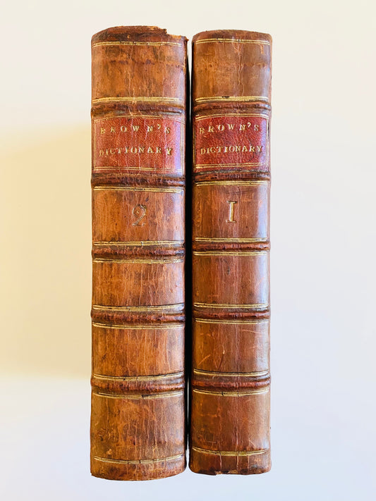 1769 JOHN BROWN OF HADDINGTON. True First Edition of HIs Theological Dictionary of the Bible. Two Leather Volumes.