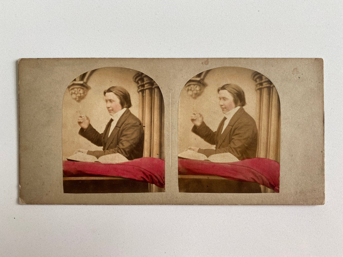 1857 C. H. SPURGEON. Beautifully Preserved, Hand-Painted Stereoview of a Very Young Spurgeon!