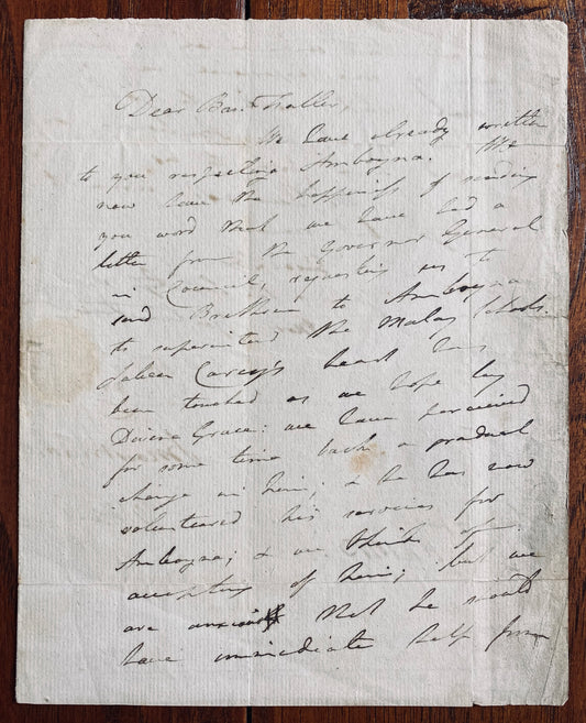 1813 WILLIAM CAREY. Autograph Letter to Andrew Fuller on the Calling of His Son as a Missionary to Amboyna!