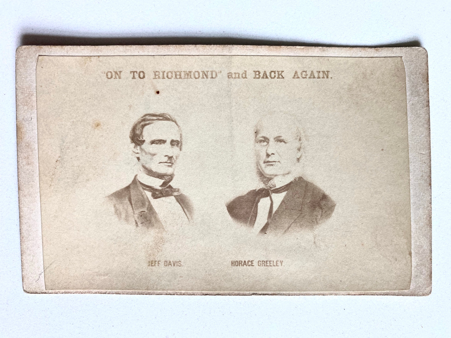 1865 JEFFERSON DAVIS & HORACE GREELEY. Rare Carte de Visite Celebrating an Iconic Moment in Reconstruction