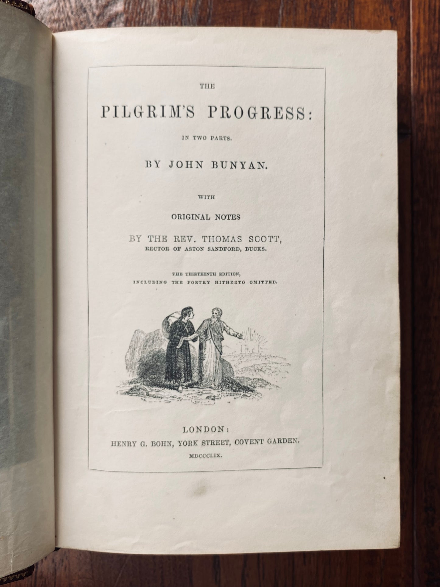 1859 JOHN BUNYAN. Stunning Divinity Calf, Foredge Tooled Edition of Pilgrim's Progress.