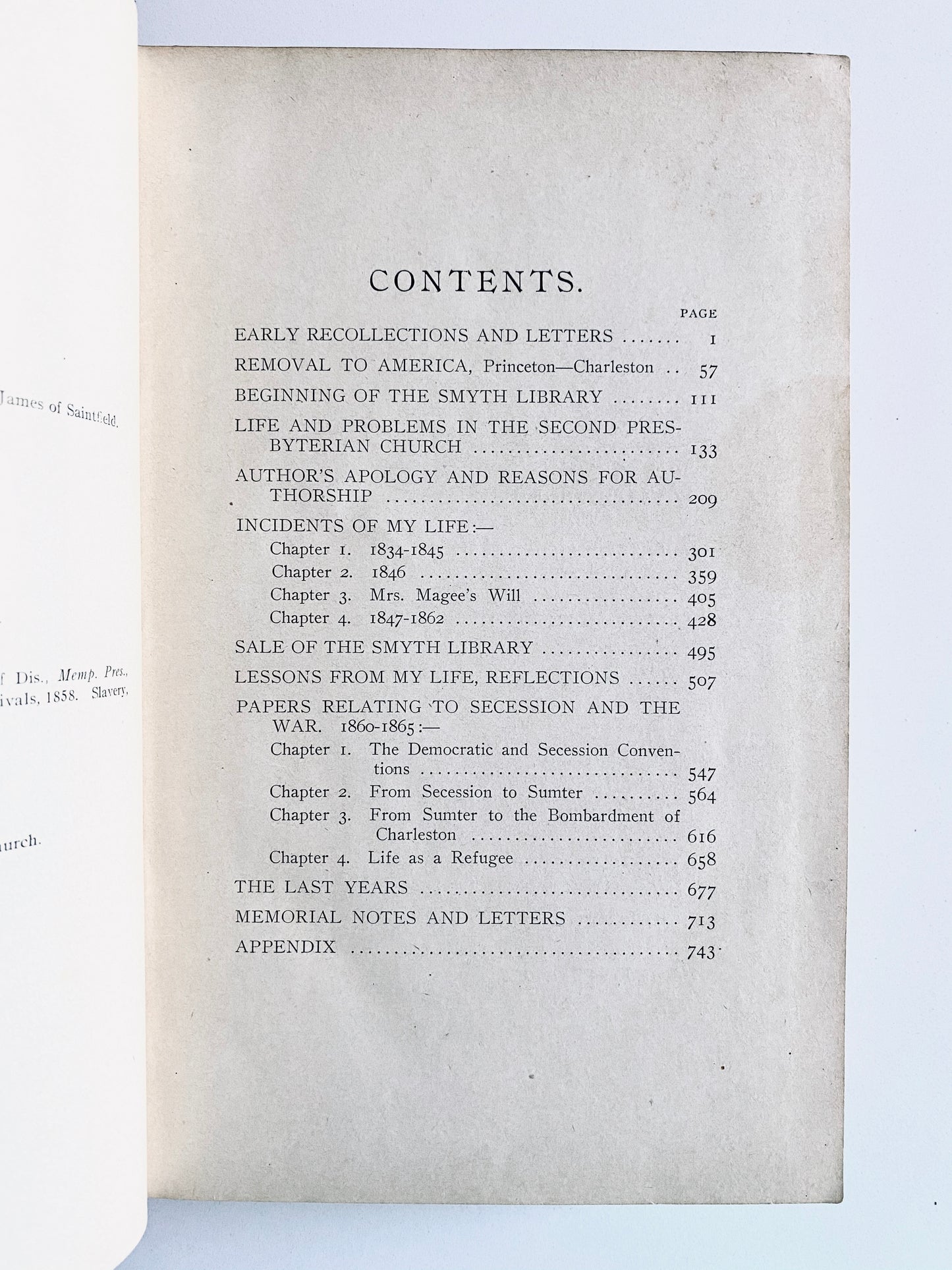 1914 THOMAS SMYTH. Autobiographical Notes, Letters & Reflections of Charleston, S.C. Presbyterian during Civil War!