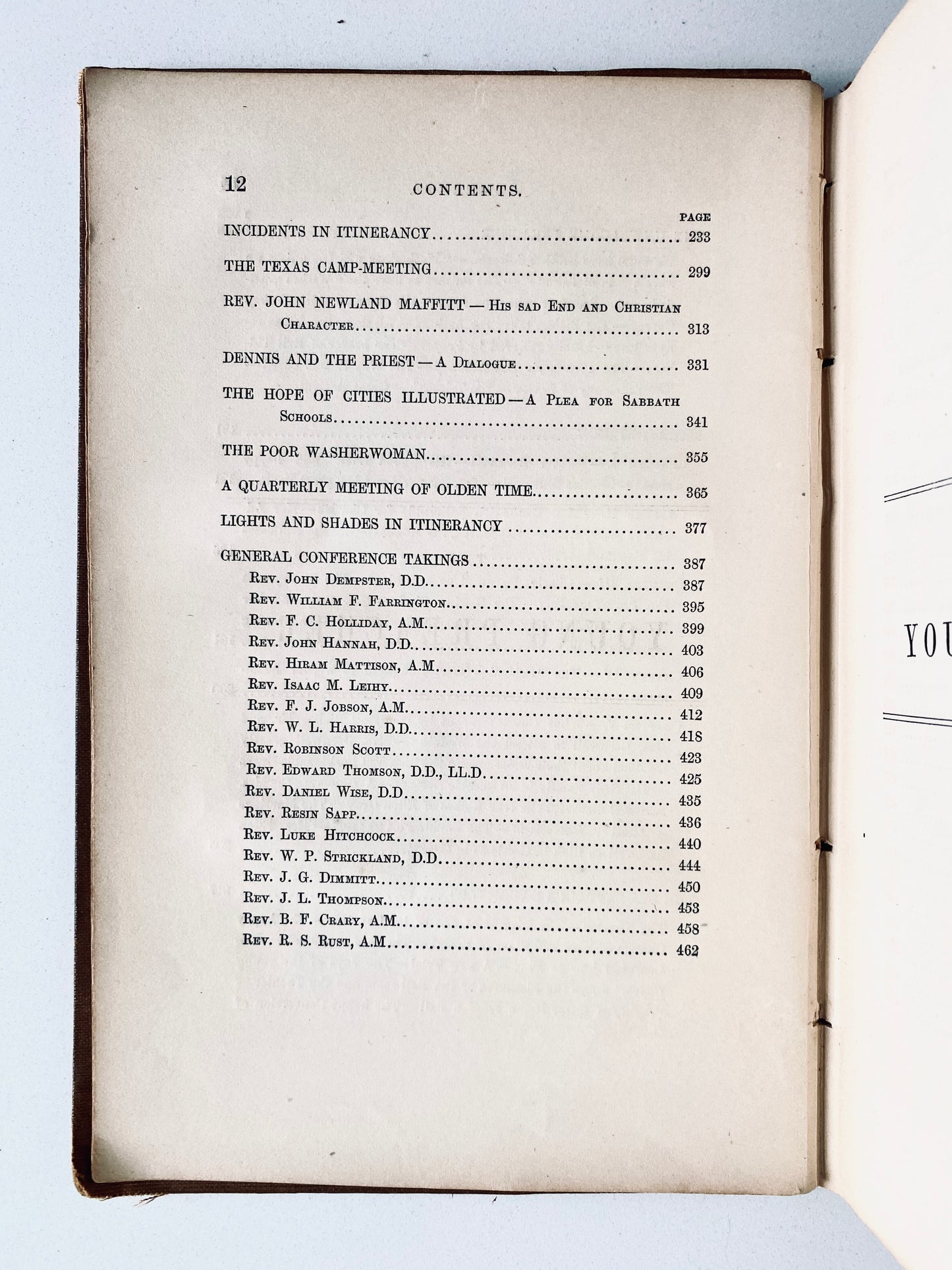 1857 J V WATSON. Methodist Camp-Meetings, Negro & Slave Preachers, and Circuit Riders.