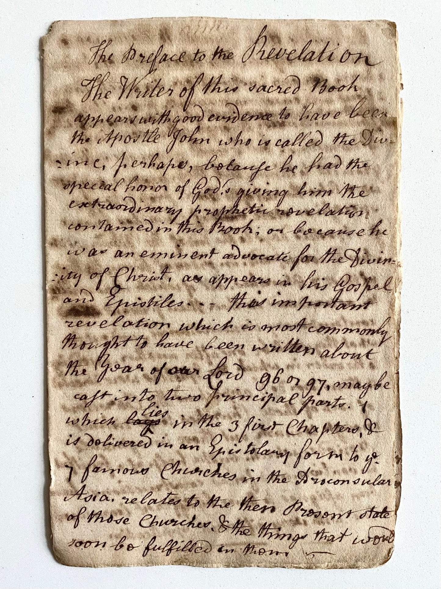 1805 THOMAS PICTON. Manuscript Sermon Archive of First Chaplain to West Point.