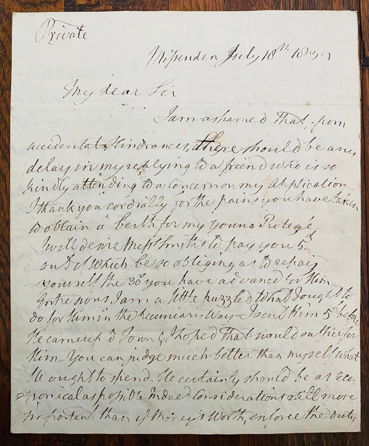 1832 WILLIAM WILBERFORCE. Autograph Letter to Fellow Abolitionist and Friend, Robert Humphrey Marten.