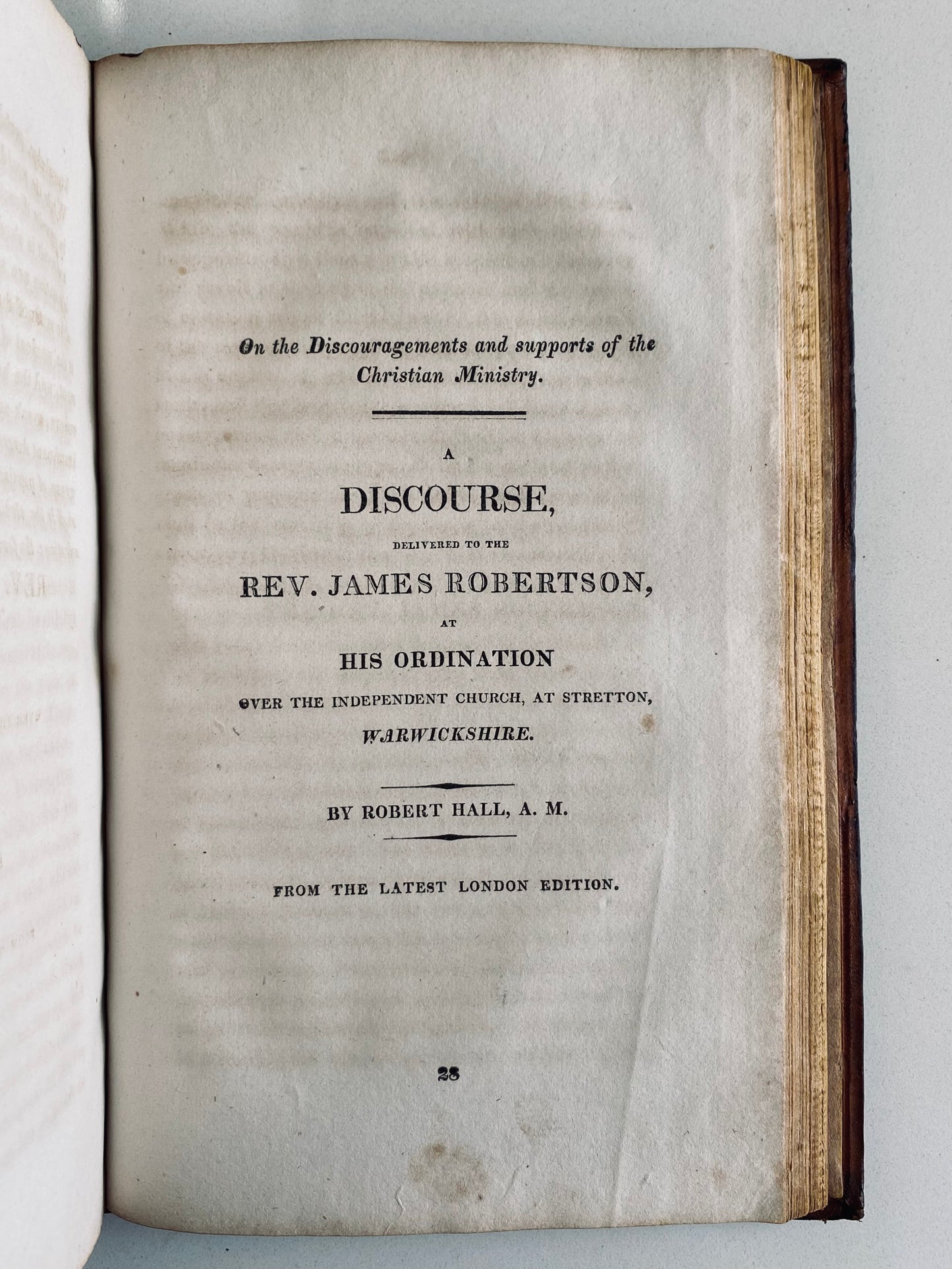 1814 ROBERT HALL. Sermon on Various Subjects. First Edition. Rare Baptist Publication.