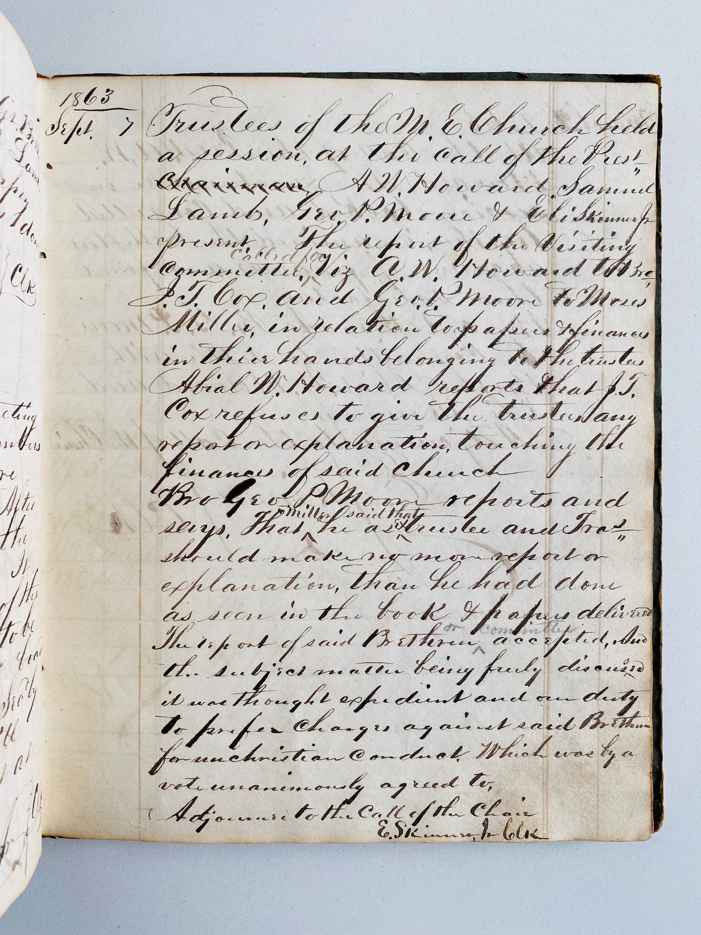 1813 METHODIST MANUSCRIPT. The History, Minutes, Slip Rents, &c of the Methodist Episcopal Church at Fort Ann, New York