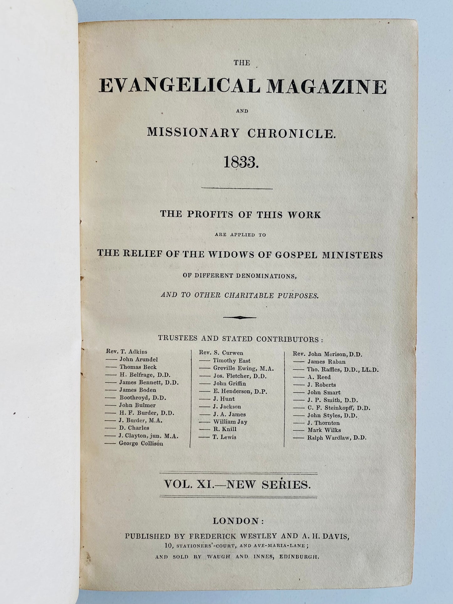 1833 EVANGELICAL MAGAZINE. Slavery, Abolition, and Death of William Wilberforce.