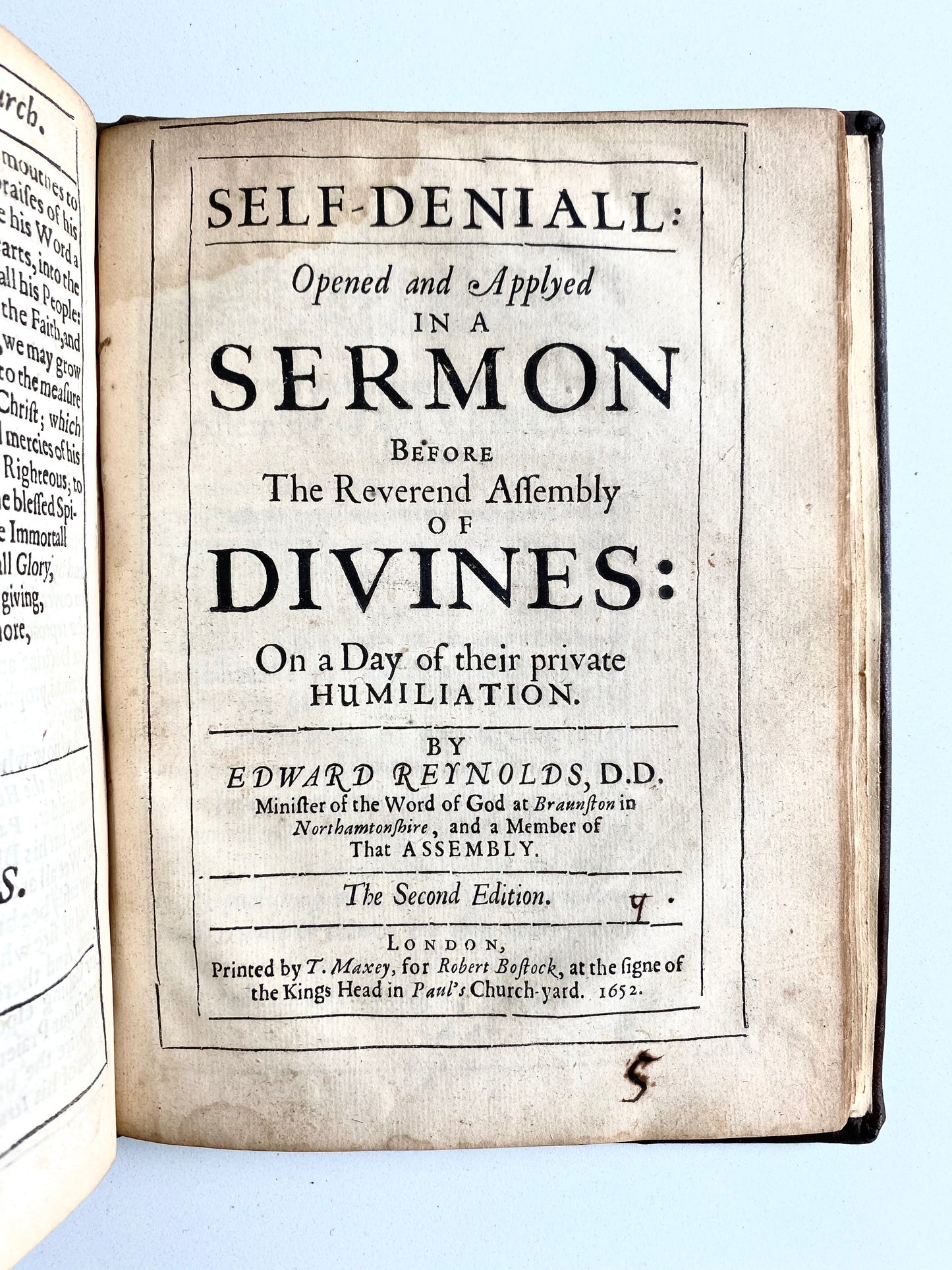 1647 EDWARD REYNOLDS. Lord's Supper - Peace & Unity of the Church - Self-Denial. Three Puritan Works in One!