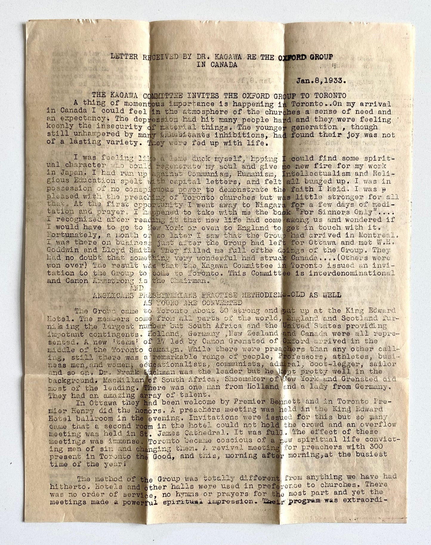 1928-1931 MILDRED ANNE PAINE. Archive of Oxford Group - Toyohiko Kagawa Connected Missionary to Japan.