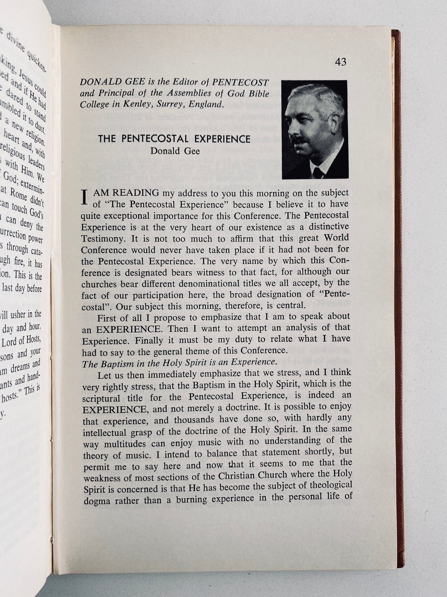 1958 PENTECOSTAL. Pentecostal World Conference Messages. Very Good!