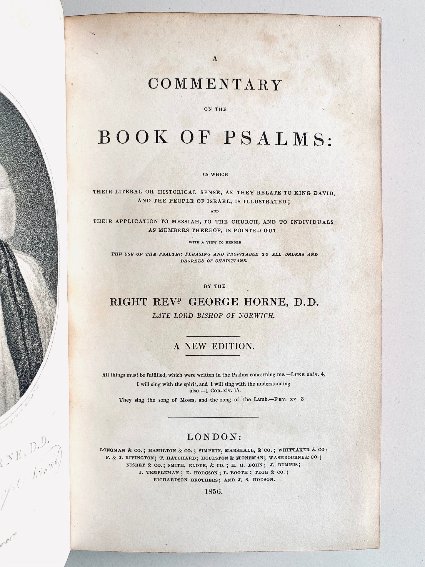 1856 GEORGE HORNE. Spurgeon Recommended Fine Leather Commentary on Psalms.