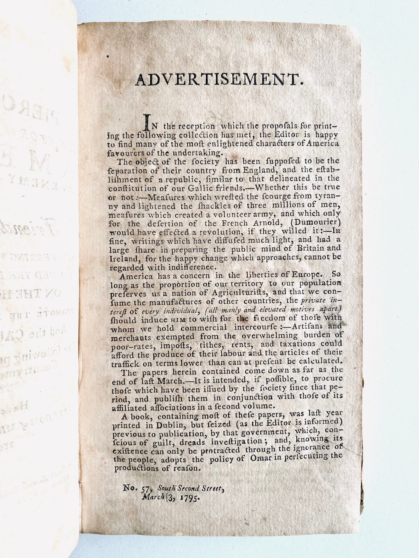 1795 RARE IRISH-AMERICANA. The Book that Connects the American Revolution to the Irish Rebellion.