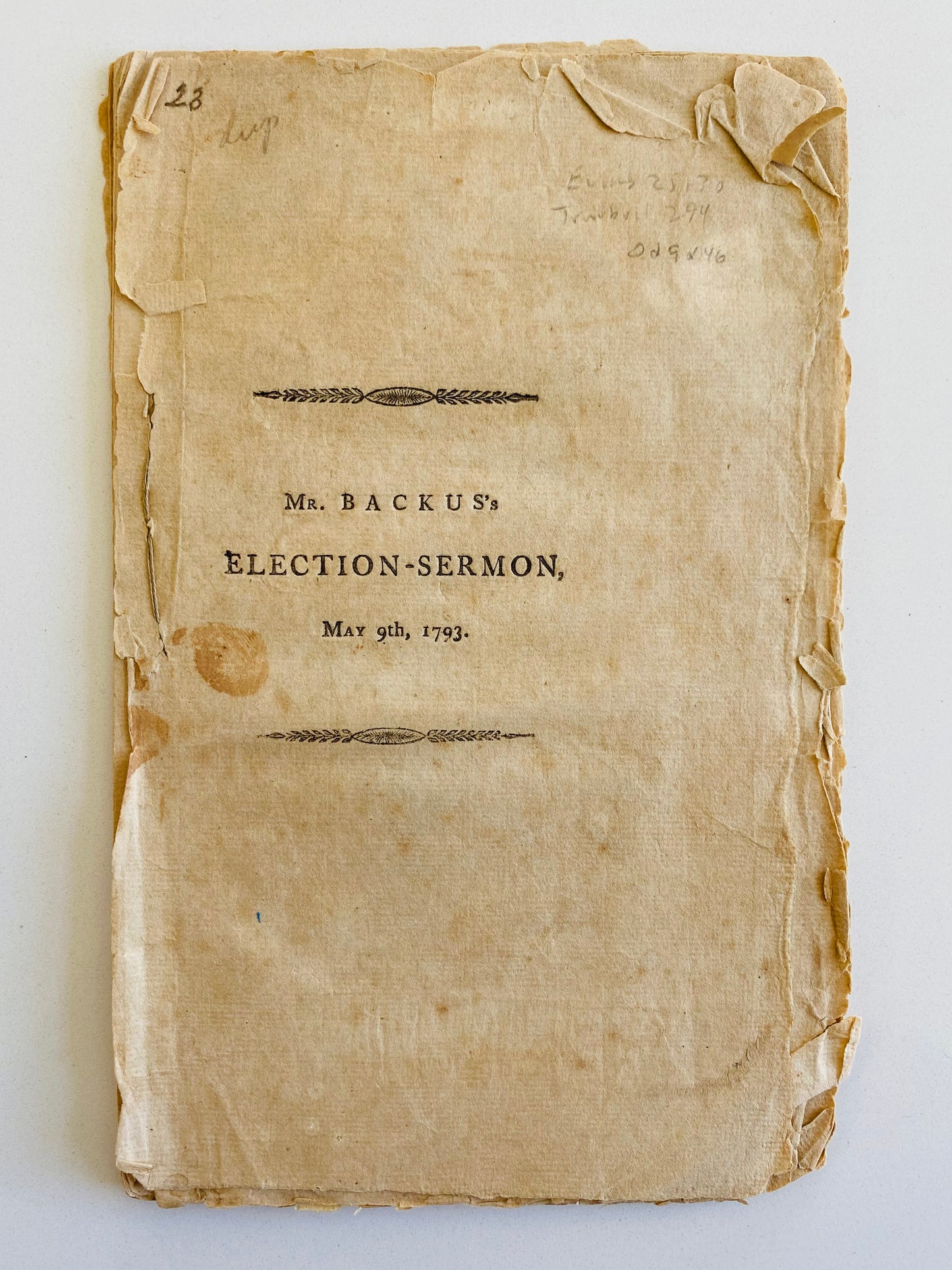 1793 CHARLES BACKUS. Democracy and Godliness or Tyranny and Godlessness the Only Two Options for a Government