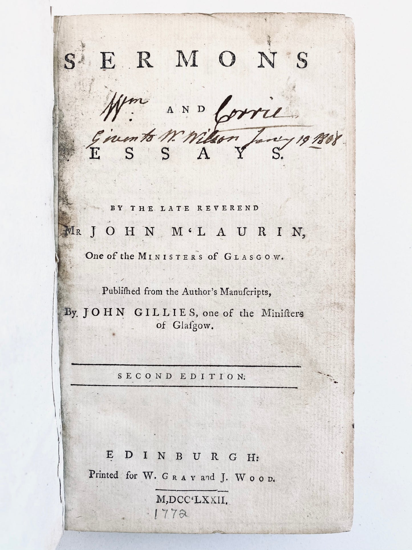 1772 JOHN M'LAURIN. Sermons from the George Whitefield Revivals in Scotland. RARE!