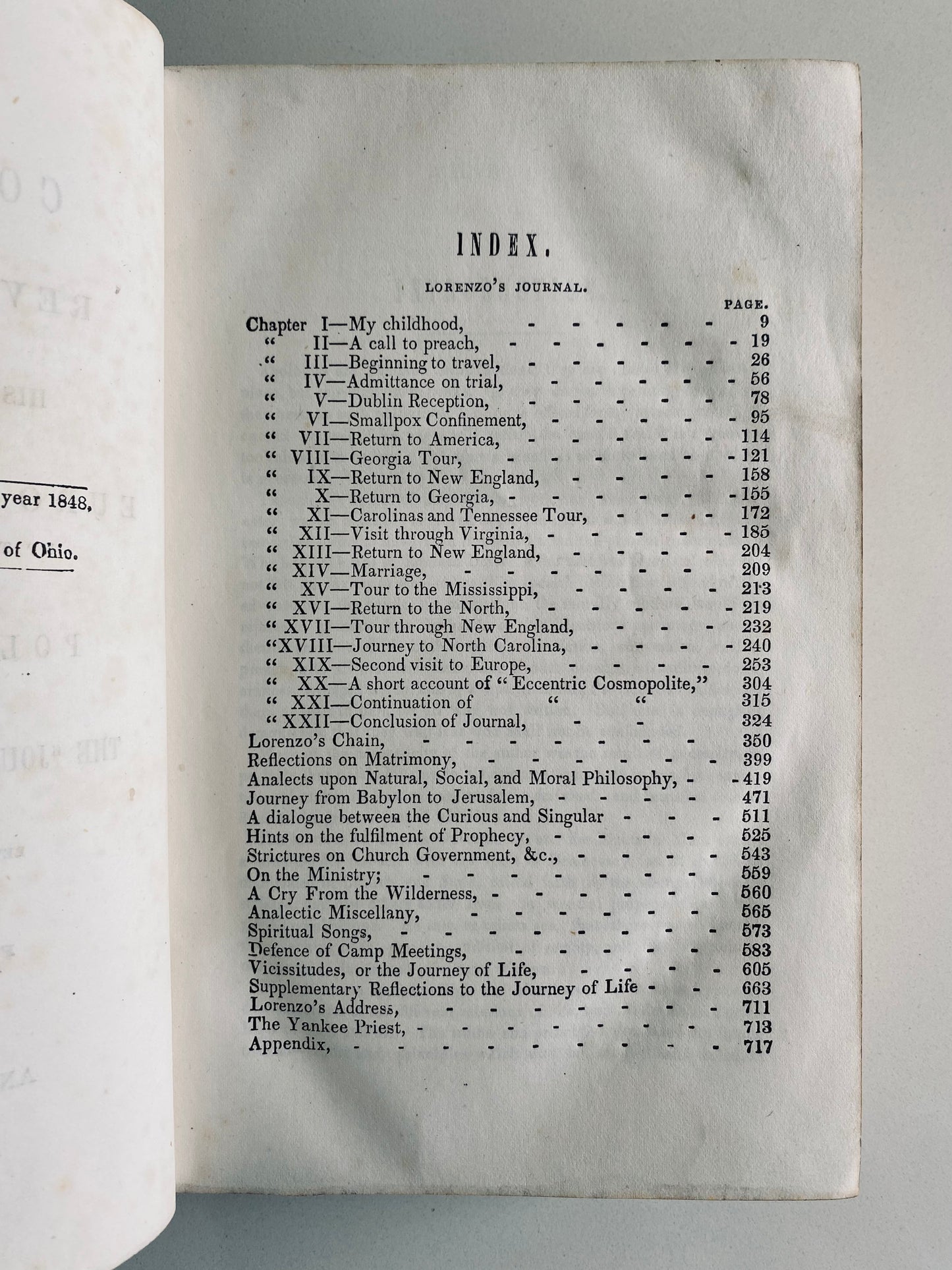 1859 LORENZO DOW. Beautiful Biography of Revivalist, Camp-Meeting Preacher. Cane Ridge, Visions, Dreams, &c.