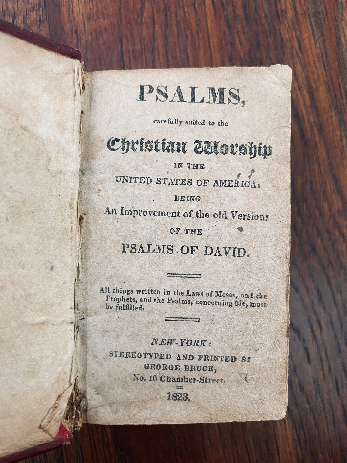 1823 AMERICANIZED ISAAC WATTS. Miniature Leather - Psalms for Christian Worship in the United States