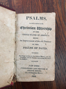 1823 AMERICANIZED ISAAC WATTS. Miniature Leather - Psalms for Christian Worship in the United States
