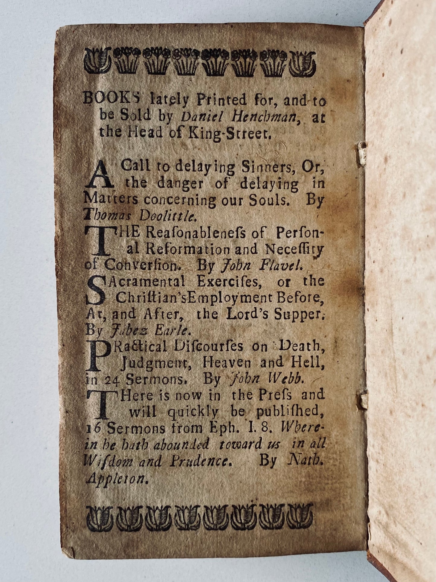 1727 HENRY GIBBS. Godly Children their Parents Joy. Important Americana.