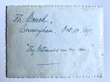 Load image into Gallery viewer, 1898 KESWICK - THEODORE MONOD. Rare Bible Society Meeting Platform Ticket - Keswick Autographed!