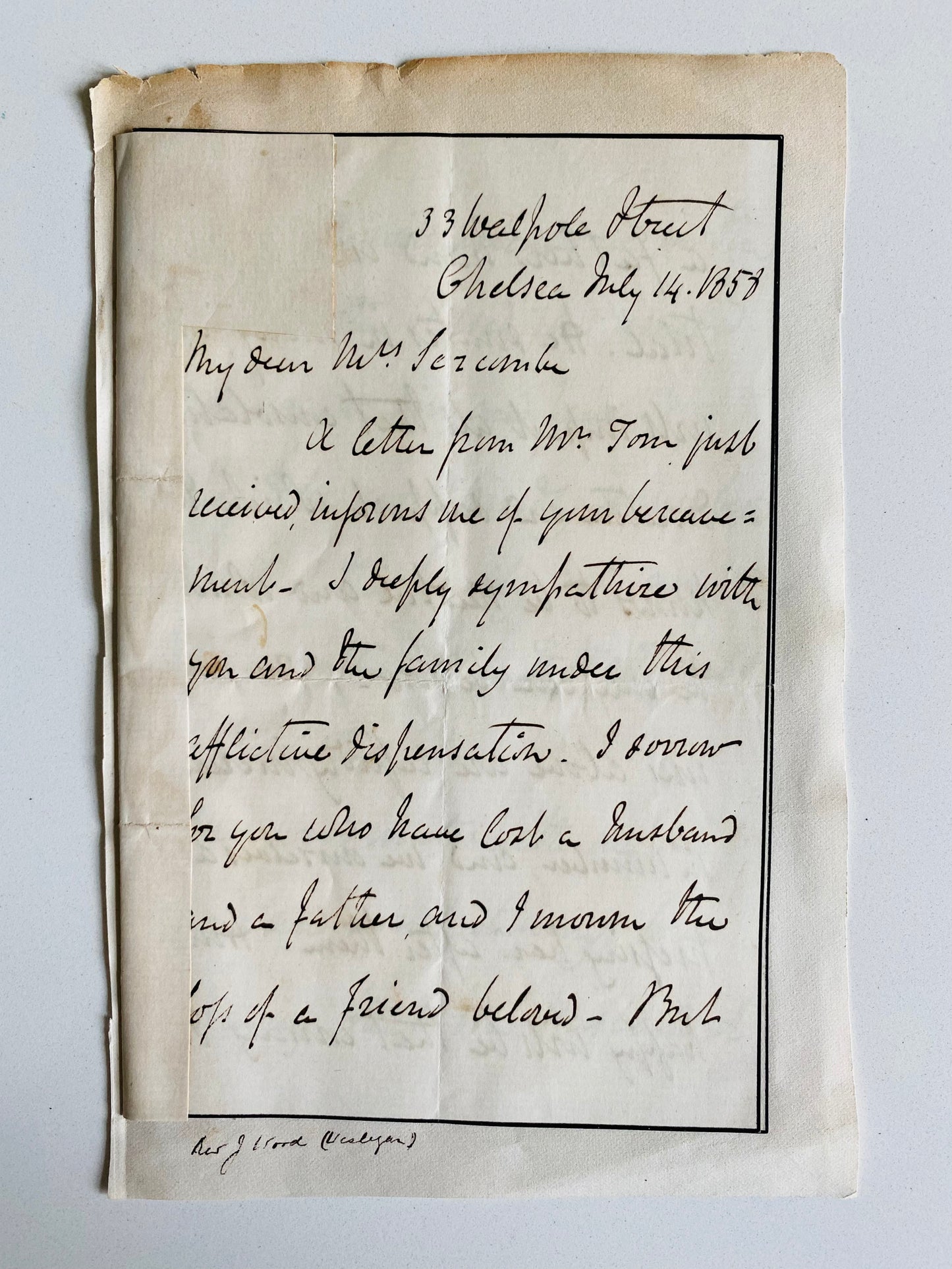 1854-1858 WESLEYAN. Group of 5 Letters by Prominent Wesleyan Divines. Peter Mackenzie, Wm. Morley Punshon, &c.