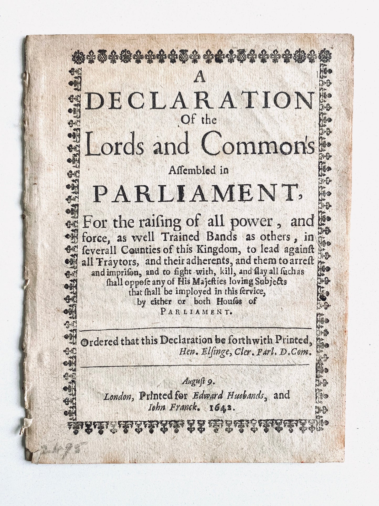 1642 PRESBYTERIAN MILITIAS. Presbyterian Parliament Empowers Local Citizens to Arrest & Slay Catholics and Royalists.