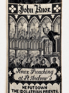 1880 JOHN KNOX. Wonderful Stevengraph Silk Bookmark of the Great Scottish Reformer