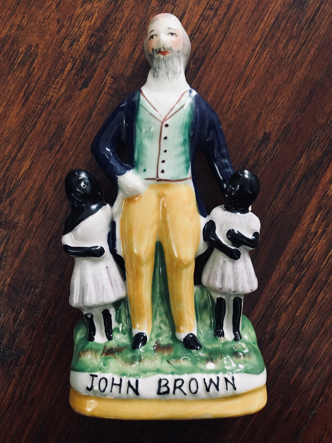 1860 JOHN BROWN. Rare Staffordshire Figure of Abolitionist, John Brown and Two Rescued Slave Children