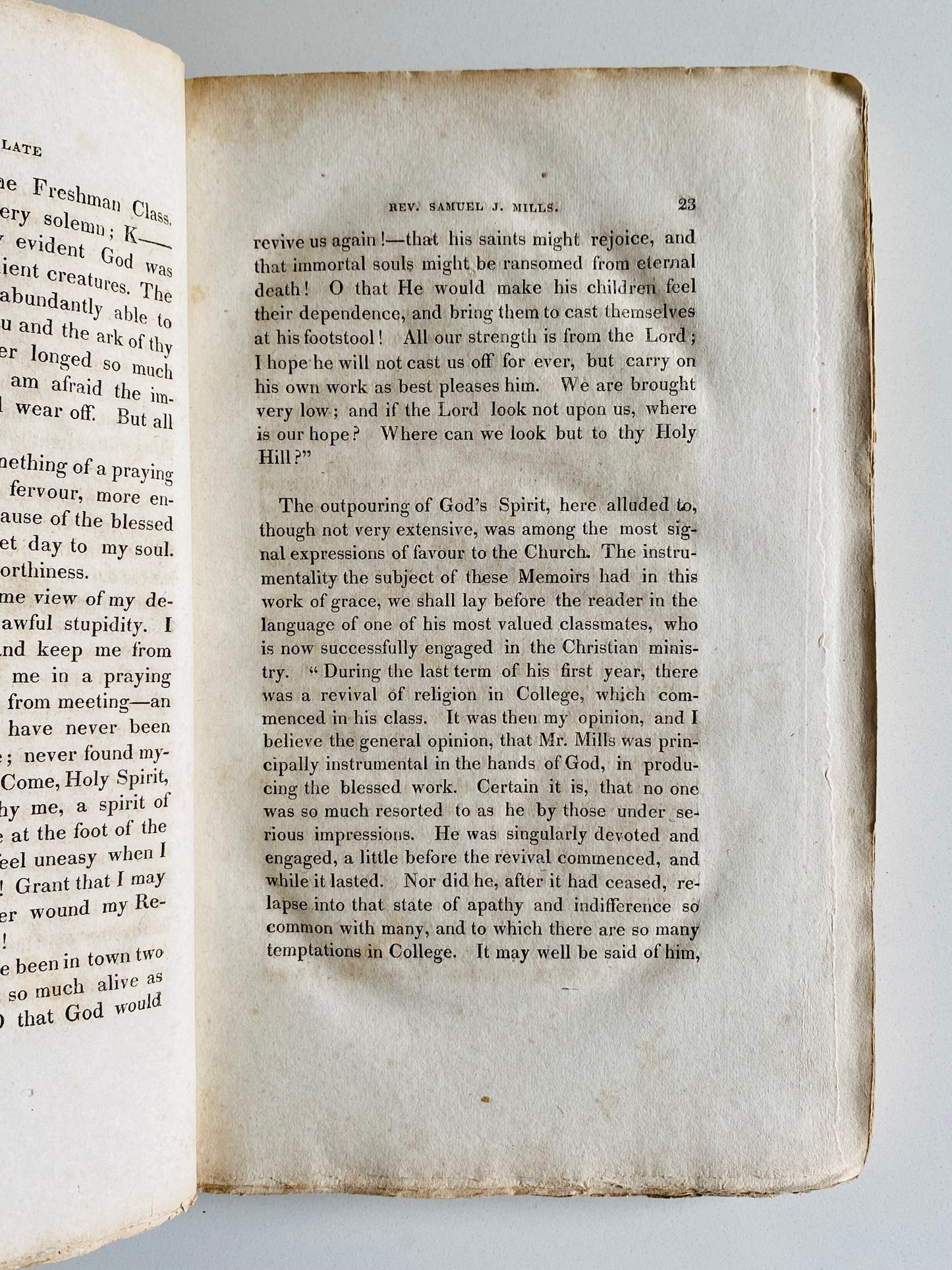 1820 HAYSTACK PRAYER REVIVAL. Rare Biography of Samuel J. Mills, Founder of Haystack Prayer Revival, Signed by Fellow Attendee!