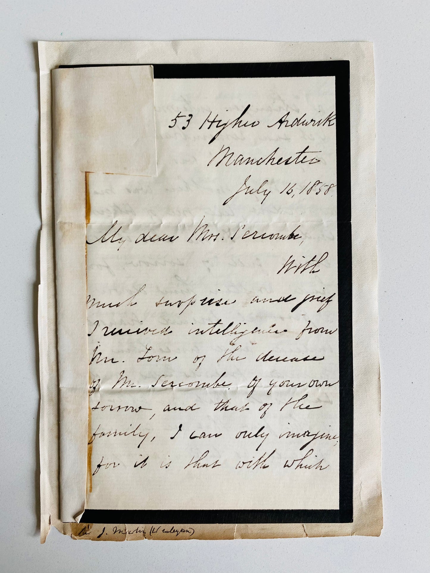 1854-1858 WESLEYAN. Group of 5 Letters by Prominent Wesleyan Divines. Peter Mackenzie, Wm. Morley Punshon, &c.