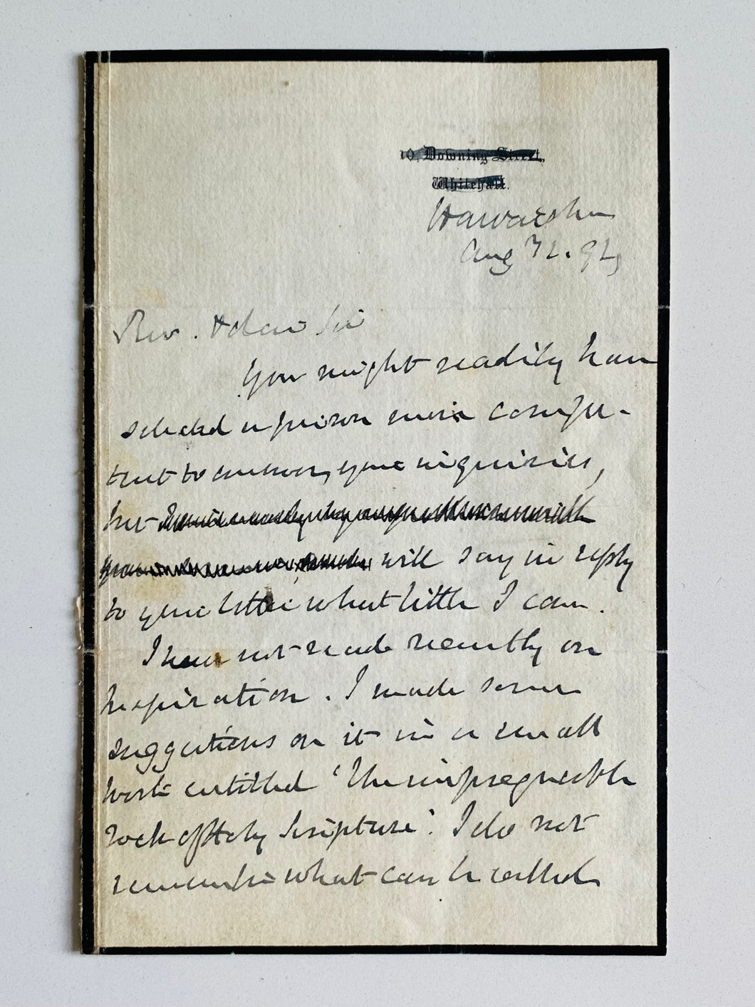 1894 WILLIAM GLADSTONE. Extensive Letter Defending Inspiration of Scripture.