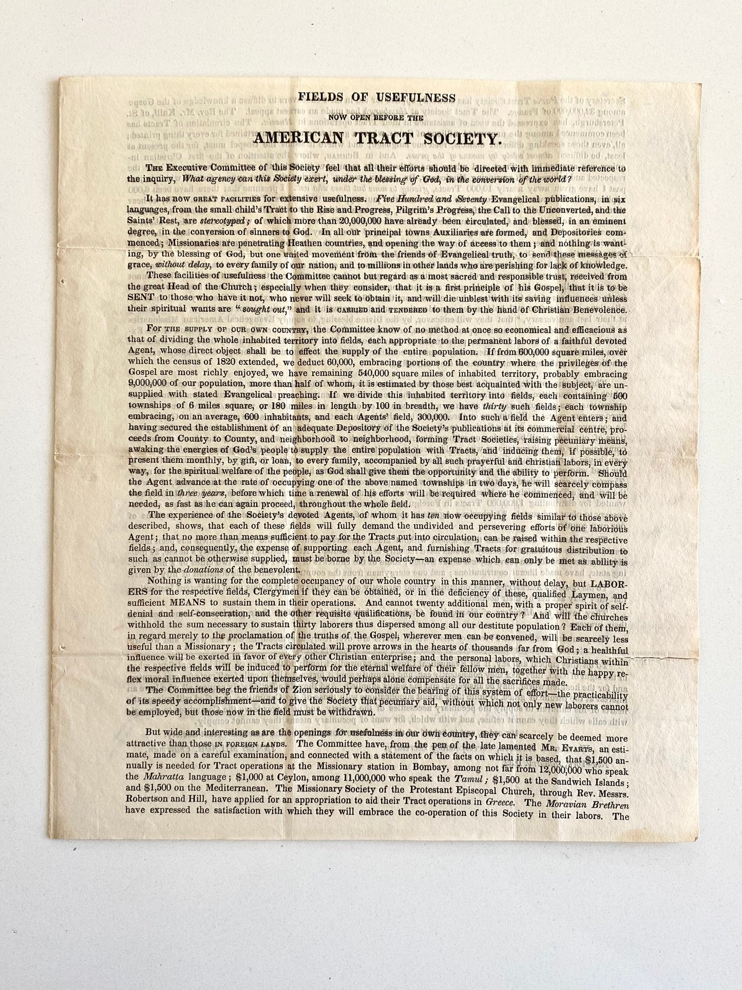 1832 WILLIAM A. HALLOCK. Rare Circular & Autograph Letter by Founder of the American Tract Society.