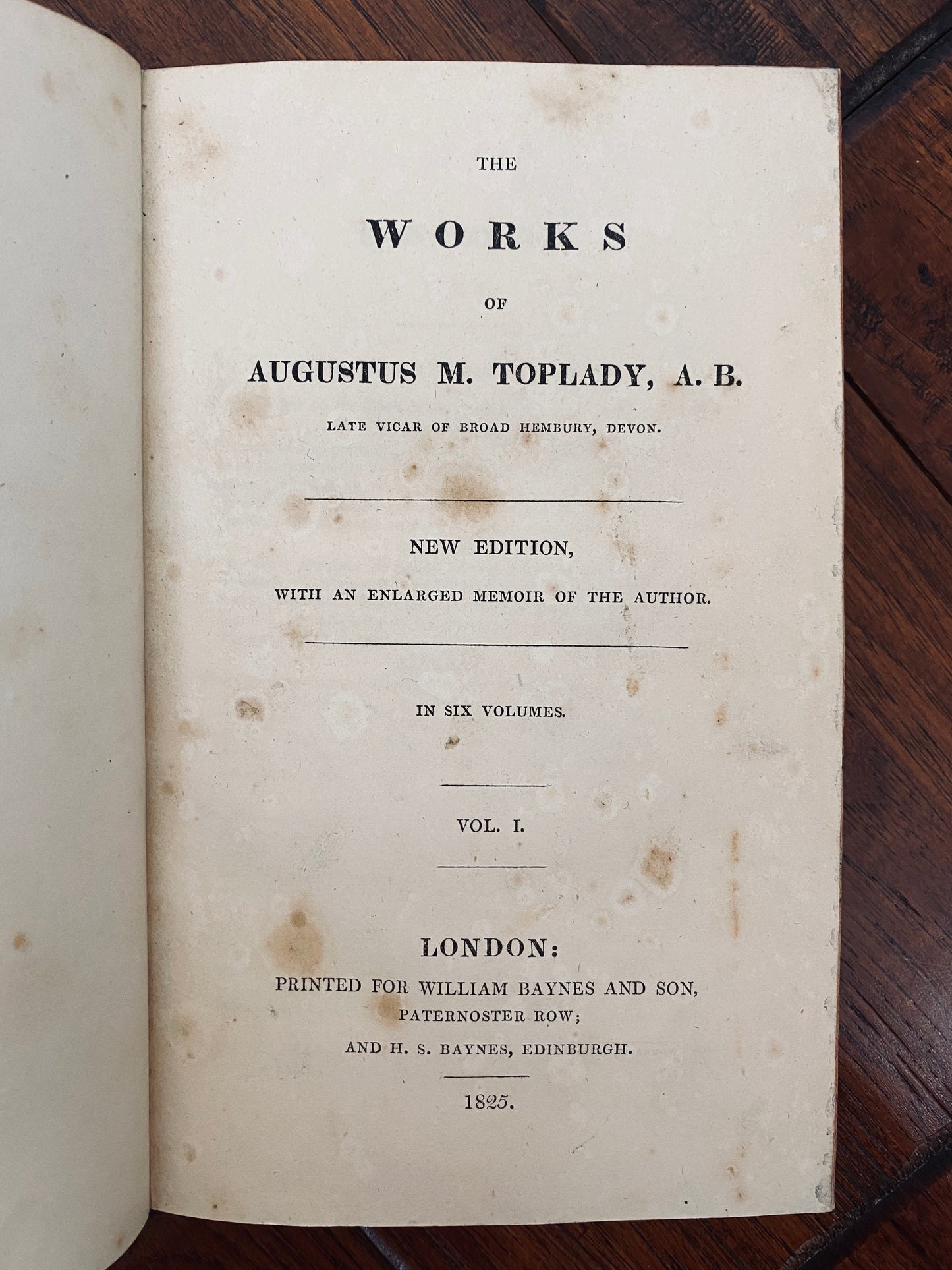 1825 AUGUSTUS TOPLADY. Works of Augustus Toplady in Six Volumes. Great Awakening Calvinist