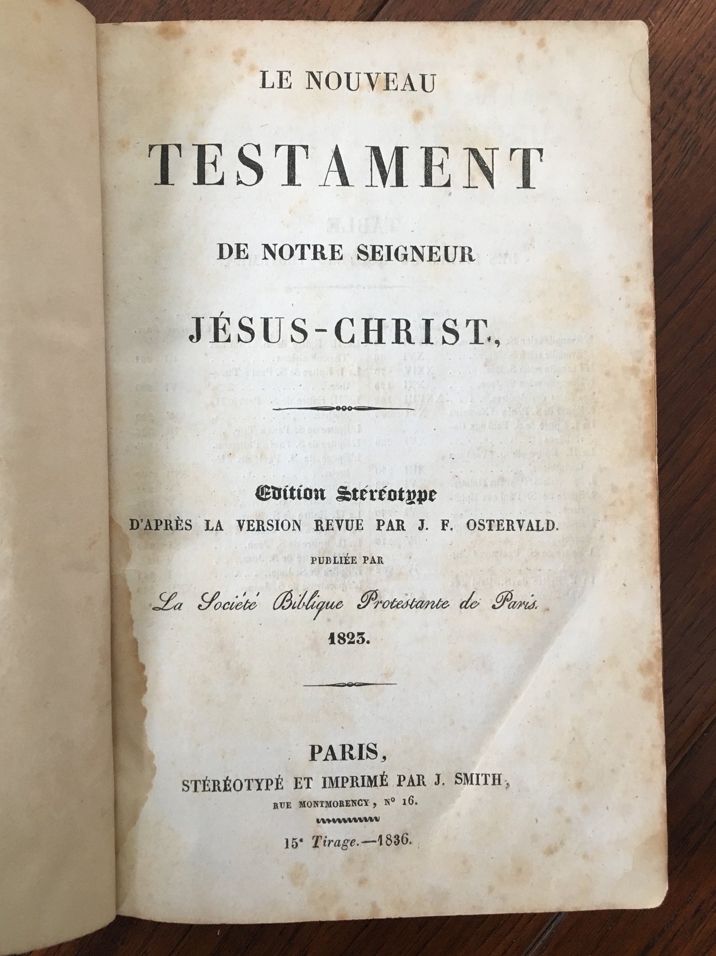 1836 ANTOINE VERMEIL. Bible Gifted by Revivalist of Geneva Awakening - Robert Haldane