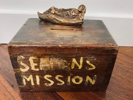 1880's MISSIONARY COLLECTION BOX. Fantastic Custom / Naive / Folk Seaman's Mission Box!