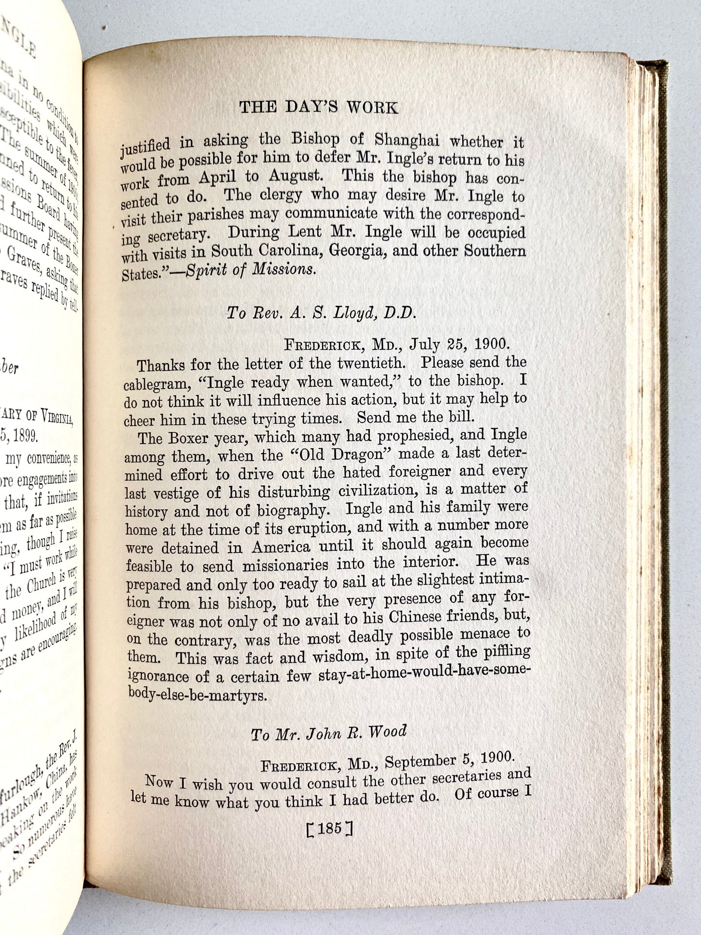 1913 JAMES ADDISON INGLE. Biography of First Bishop of Hankow, China. Boxer Rebellion, &c.