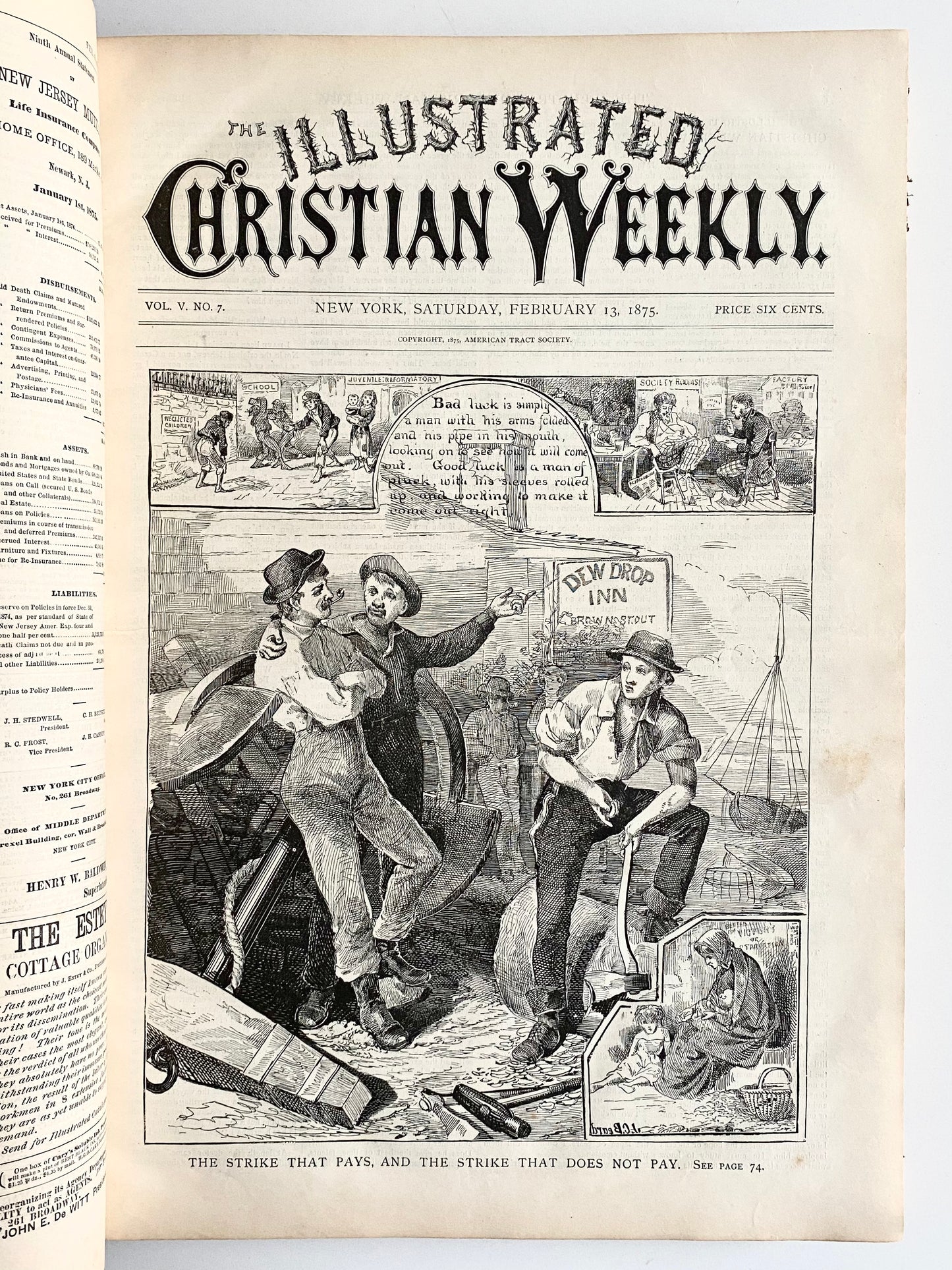 1875 ILLUSTRATED CHRISTIAN WEEKLY. D. L. Moody & Sankey Revivals, Haystack Prayer Revival, 12 x 16 Inch Folio Engravings!