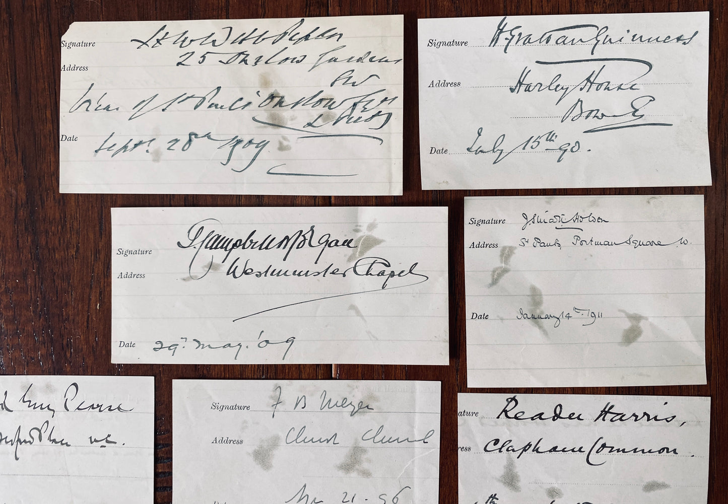 1893-6 CHINA INLAND MISSION. Missionary Reference Forms Signed by F. B. Meyer, H. C. G Moule, etc.