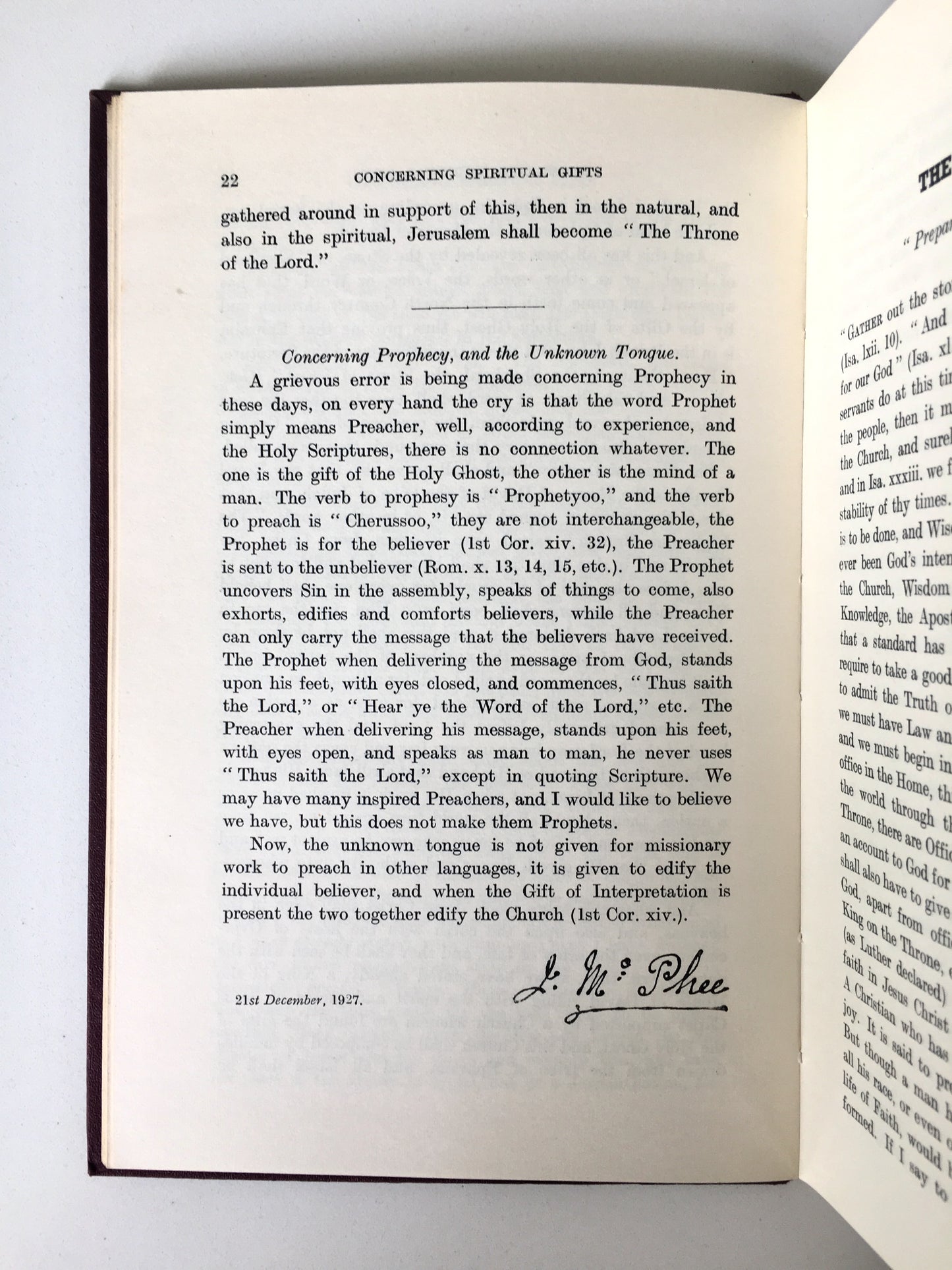 1956 JOHN McPHEE. Forty-Eight Years' of the Gifts of the Spirit. Important Pentecostal