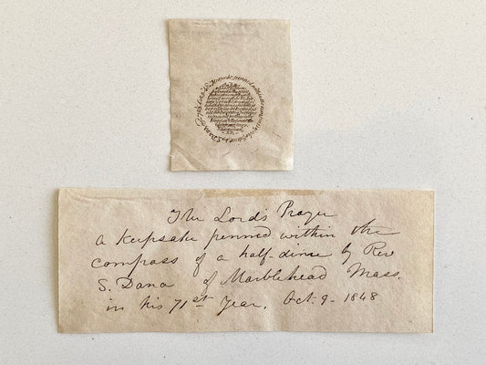 1848 SAMUEL DANA. Superb Micro-Miniature Handwritten Lord's Prayer in Circumference of a Half-Dime.