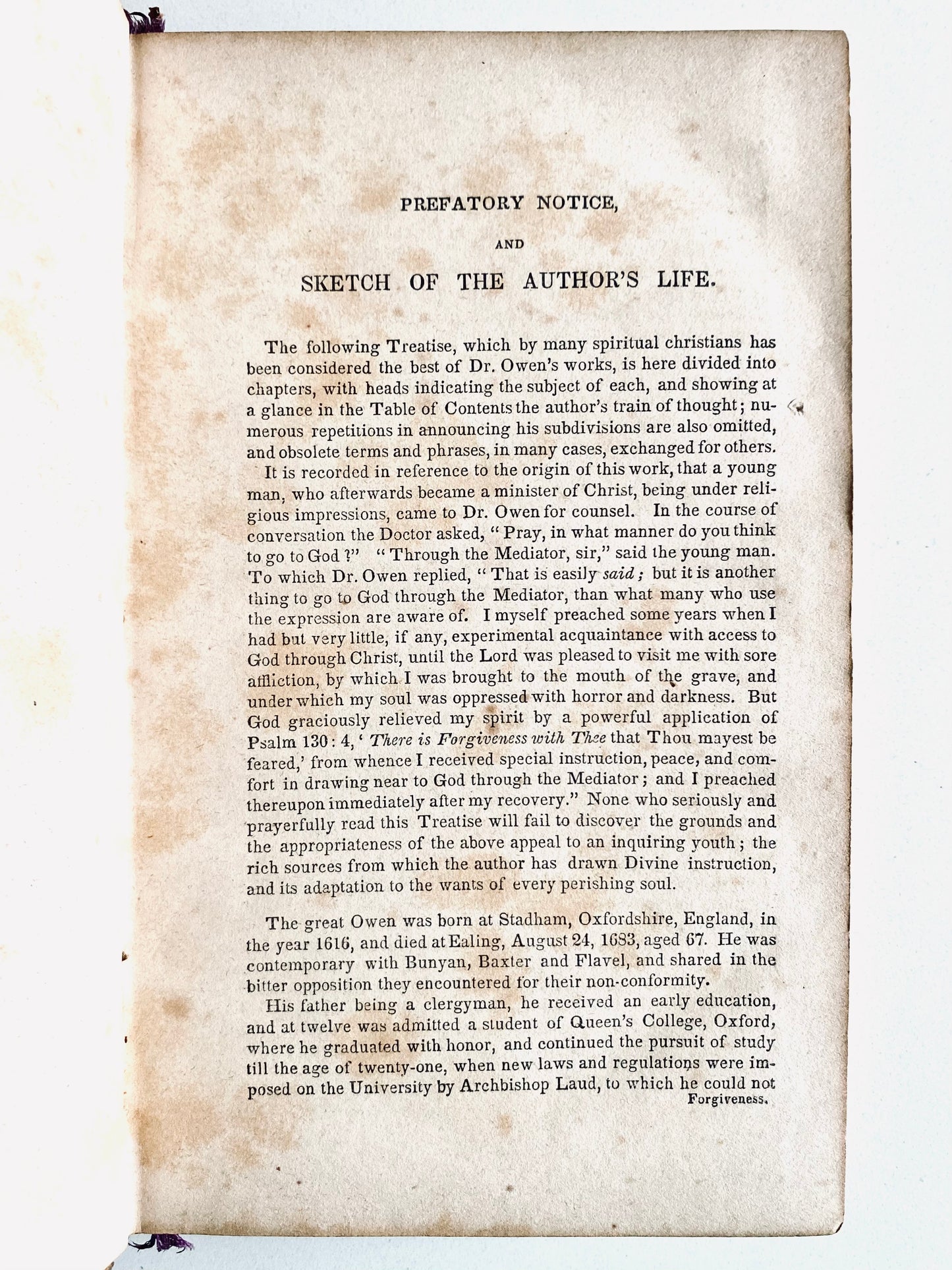 1830 JOHN OWEN. The Forgiveness of Sin. An Exposition of Psalm 130.