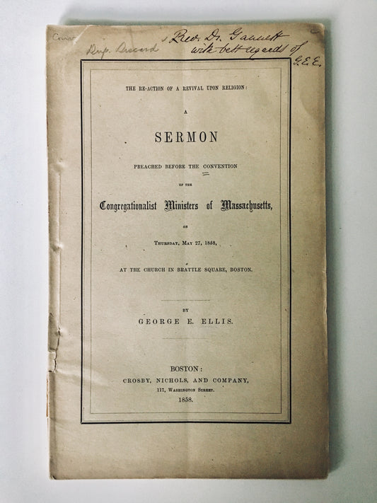 1858 GEORGE ELLIS. A First-Hand Reaction to the Prayer Revival of 1858