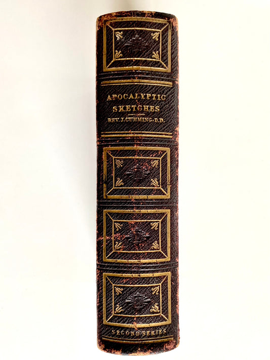 1849 JOHN CUMMING. Apocalyptic Sketches; Lectures on the Seven Churches of Asia. Attractive Leather Binding.